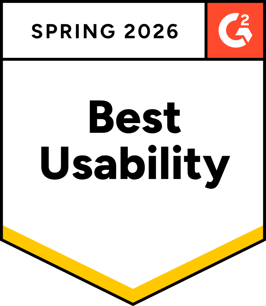 G2 Best Usability award badge, Winter 2026
